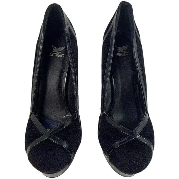 Shiekh Womens Size 8 Black Faux Fur 8" Stiletto High Heel Shoes Round Toe NWOB - Picture 12 of 12